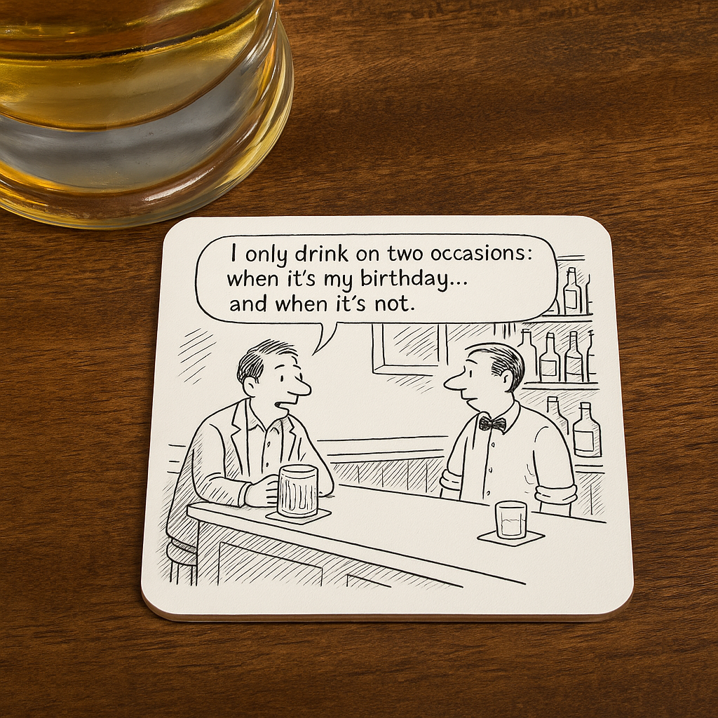 Coaster with milk joke