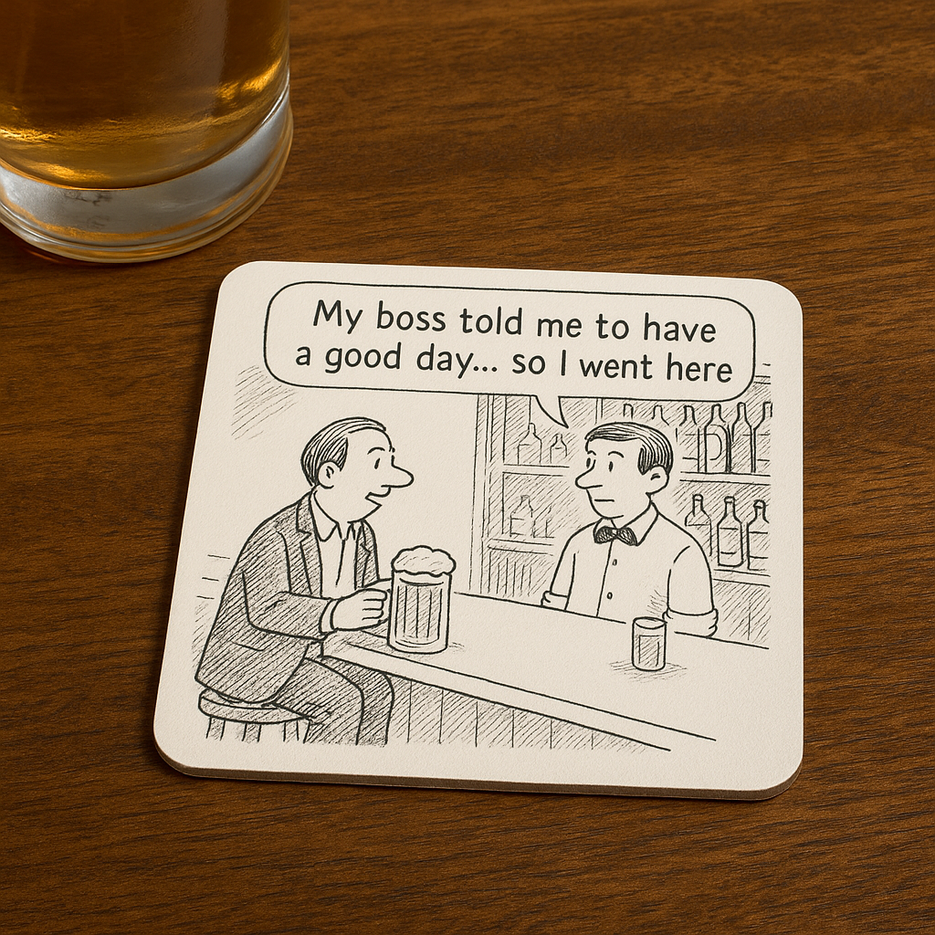 Coaster with boss joke