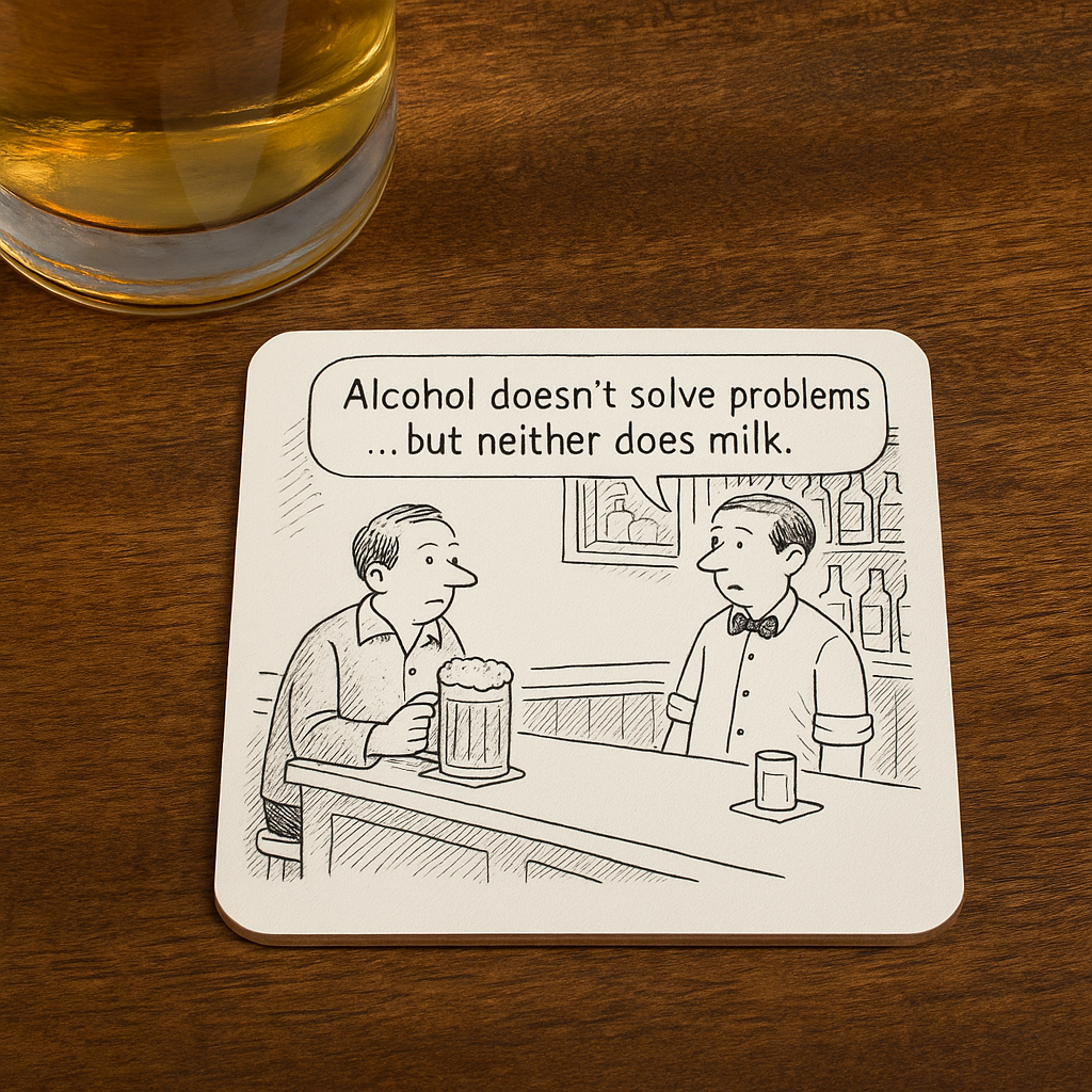 Coaster with problem solving joke